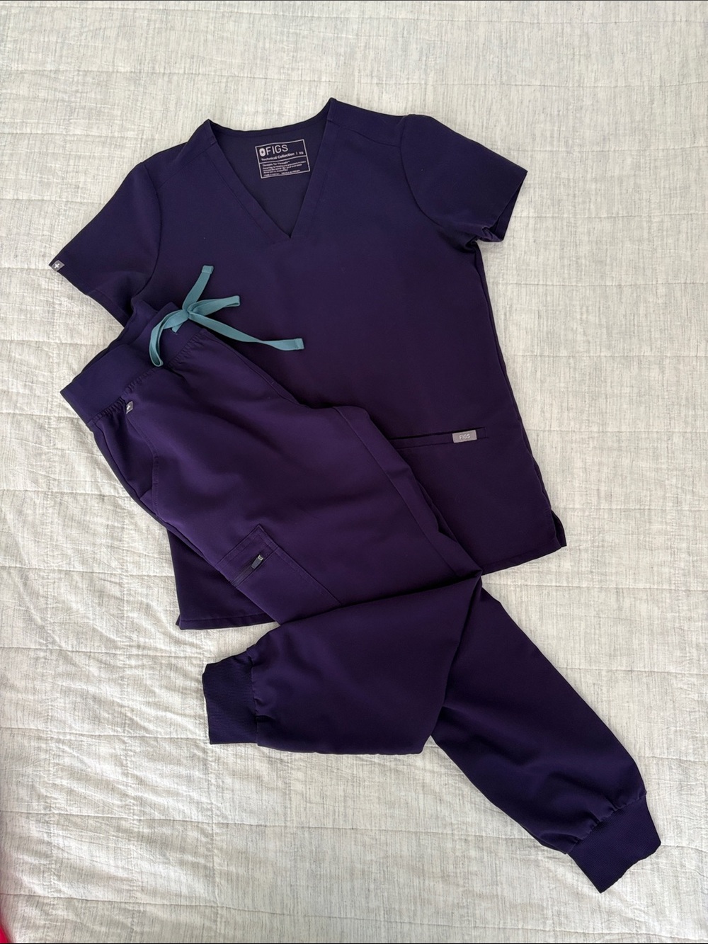 Figs Women's Scrub Top & Jogger Pants in Deep Purple